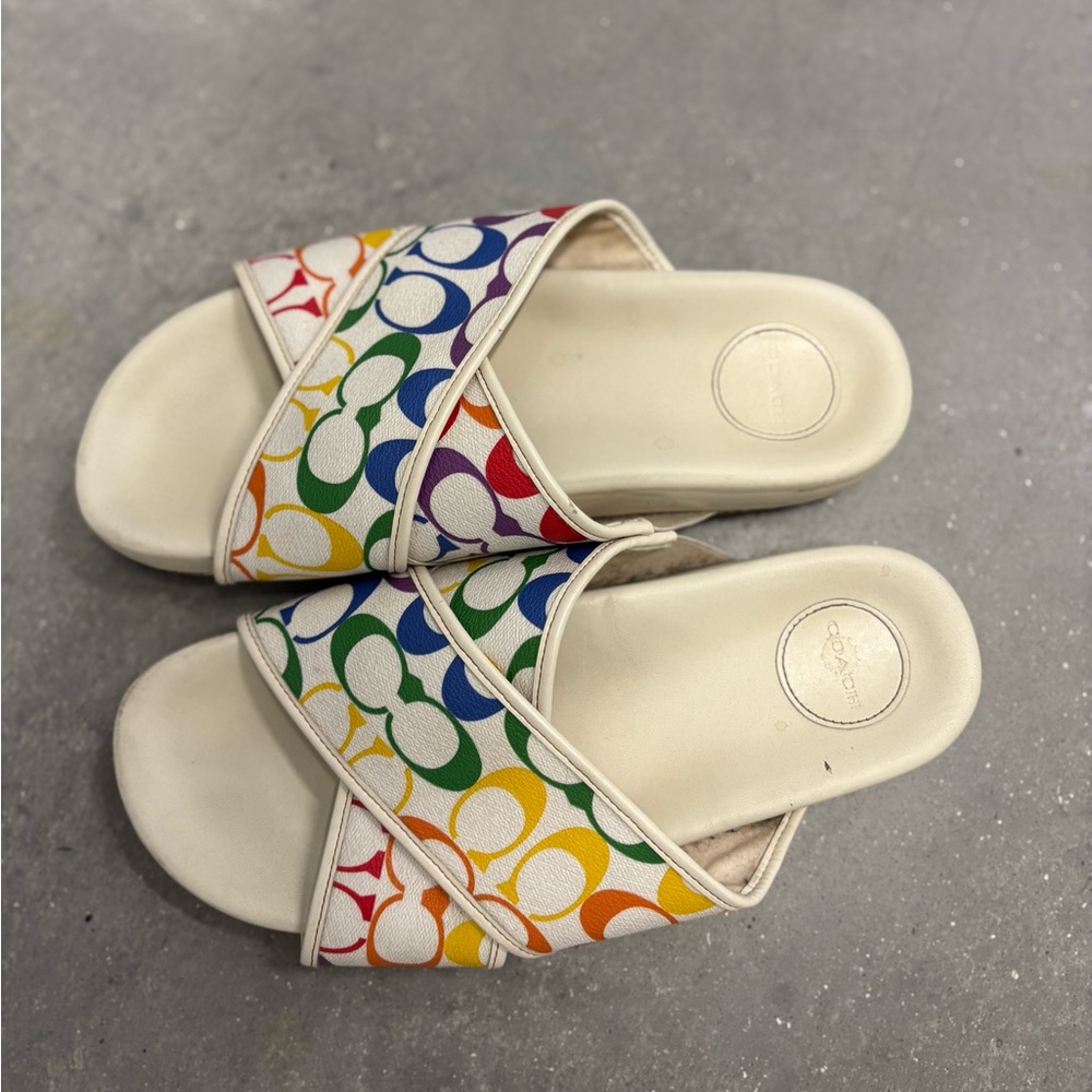 Colorful Logo Slide Sandals Coach - Picture 3 of 4